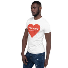 Load image into Gallery viewer, Short-Sleeve, Unisex T-Shirt - Big heart - Techno or we can&#39;t date